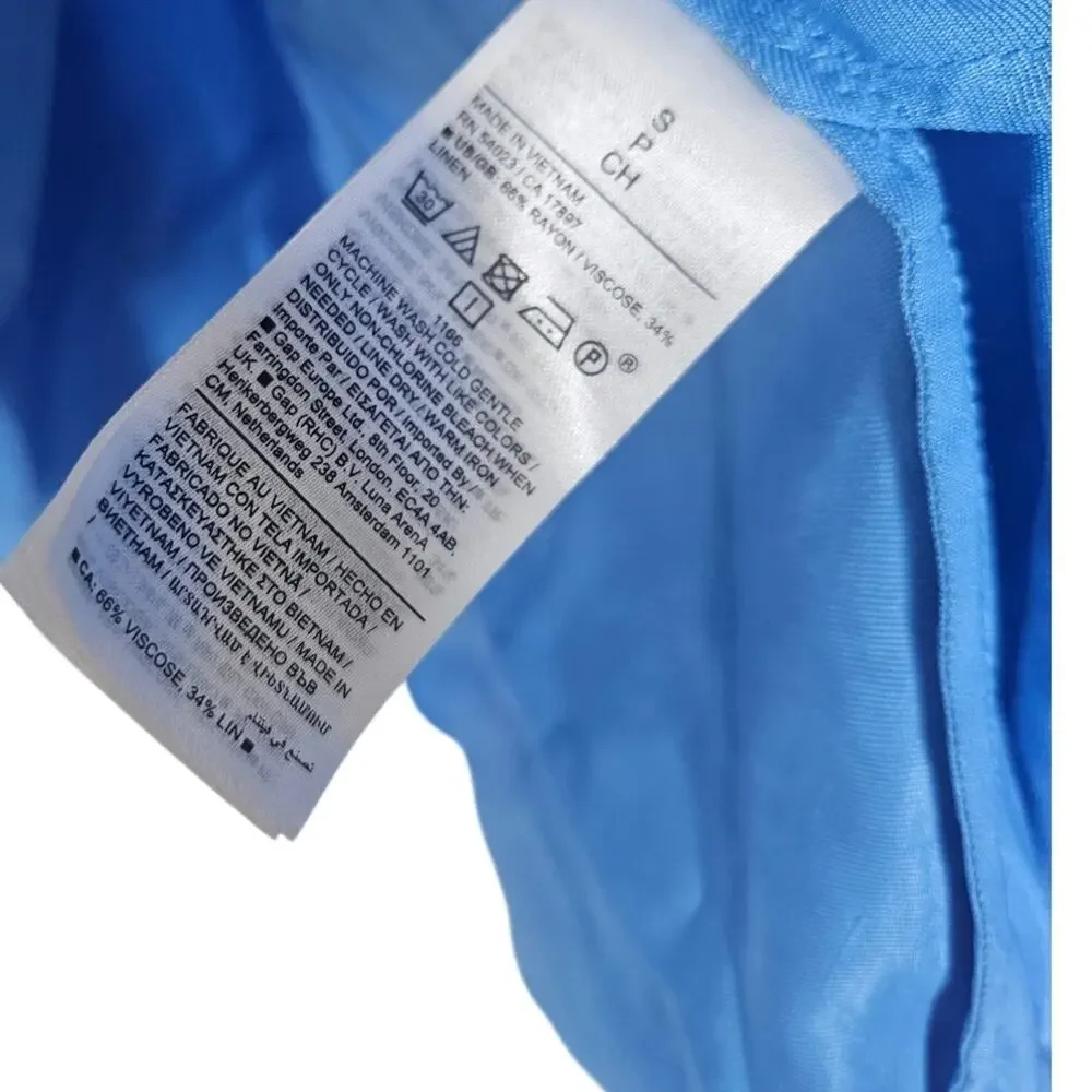 NEW Banana Republic S Aurelia Linen Blend Mini Dress Blue Shift Coastal Casual